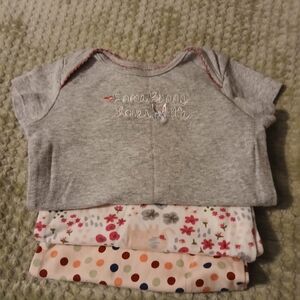 Gray Baby Onesie with Polka Dot and Floral Pants